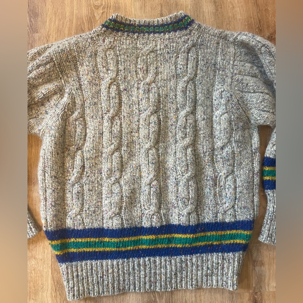 Vintage Christopher Fischer Cable Knit Sweater with Striped Accents - Picture 6 of 8
